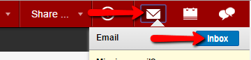 Image of toolbar at in eCampus showing the email icon and the Inbox button